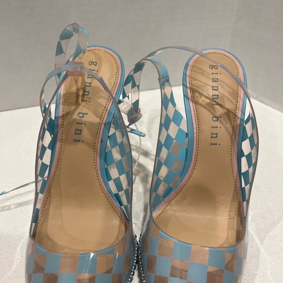 Gianni Bini Renetay Clear Checked Vinyl Heels- Baby Blue - Size 9 - NWT - Picture 4 of 8